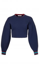 Tibi Jacquard Knit Pullover navy at Tibi